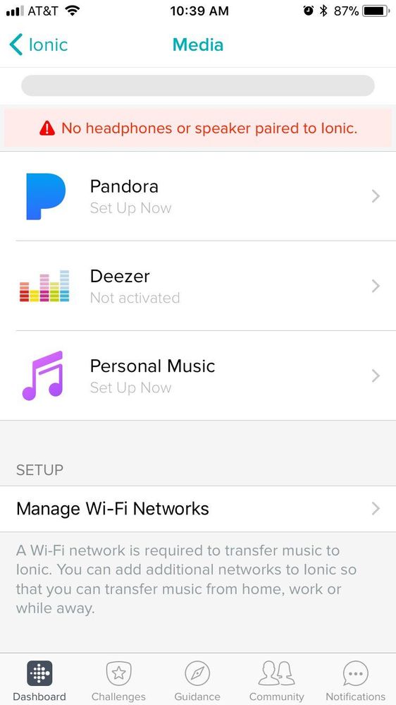 Photo 1 - Go to fitbit Media and select Pandora