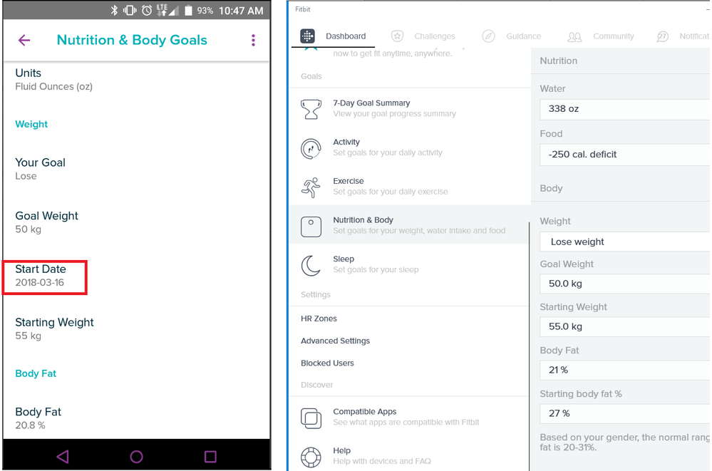 Start date food plan Android vs Win10.png