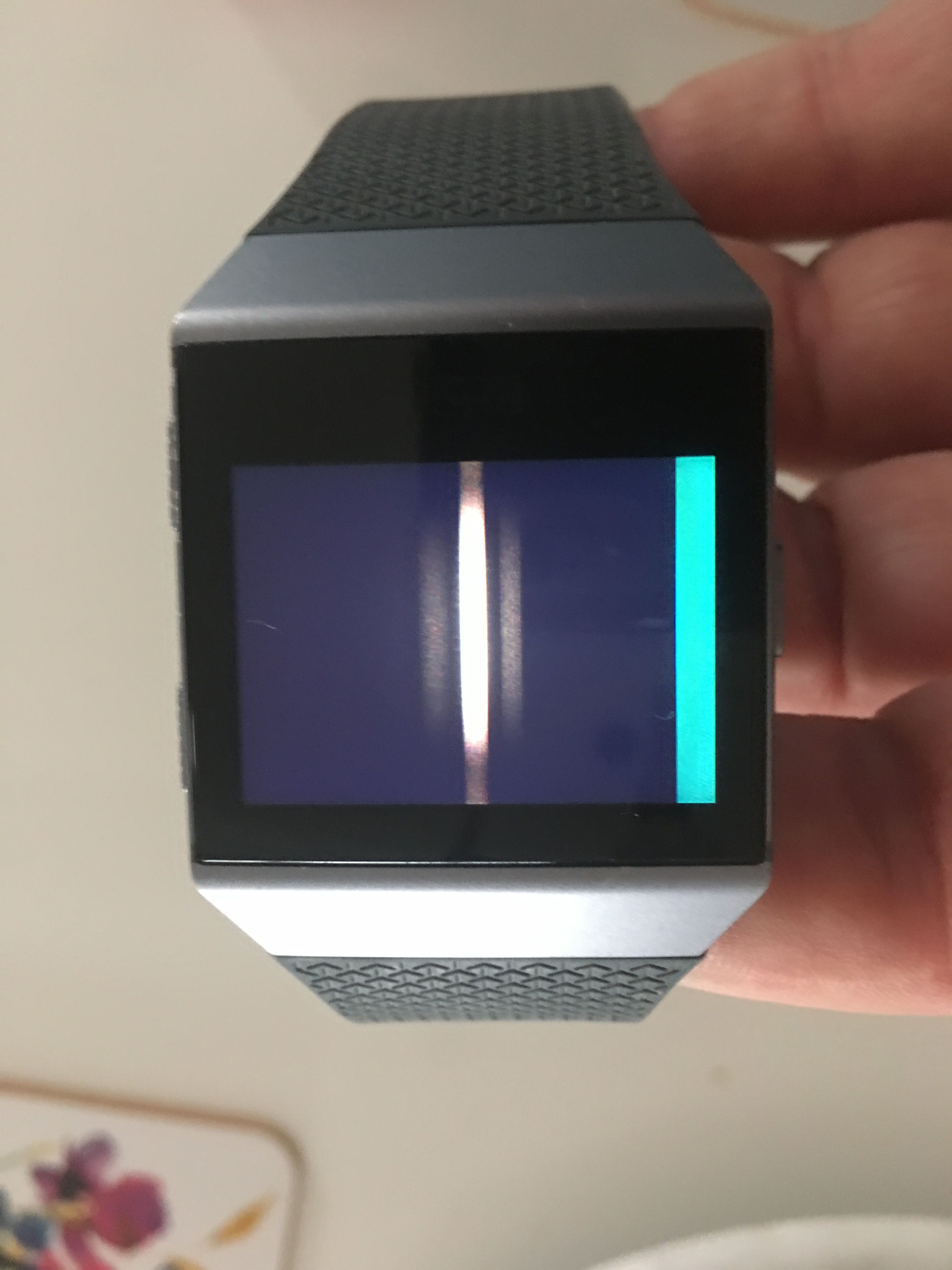 blue line on fitbit versa screen