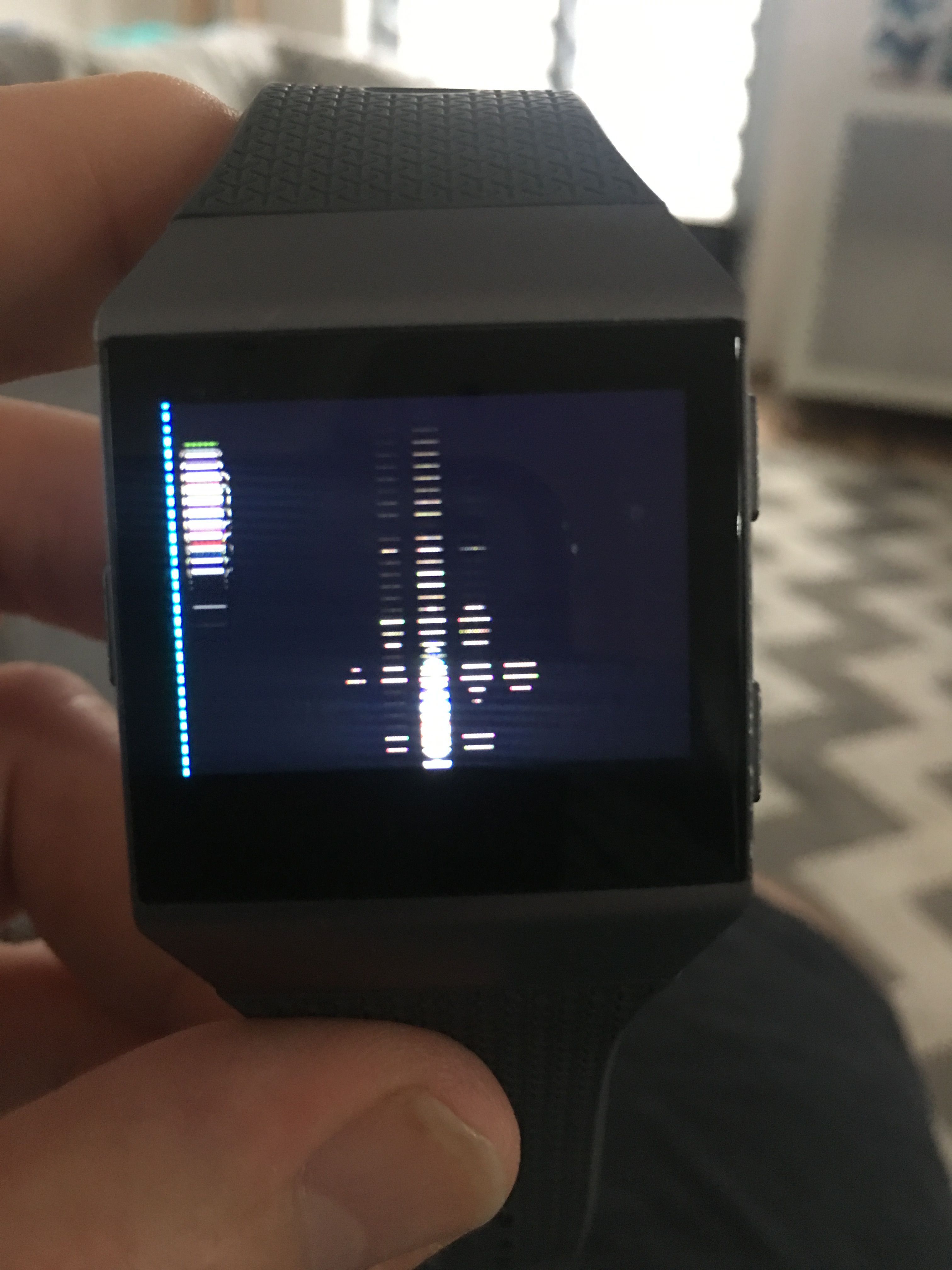 blue line on fitbit versa screen