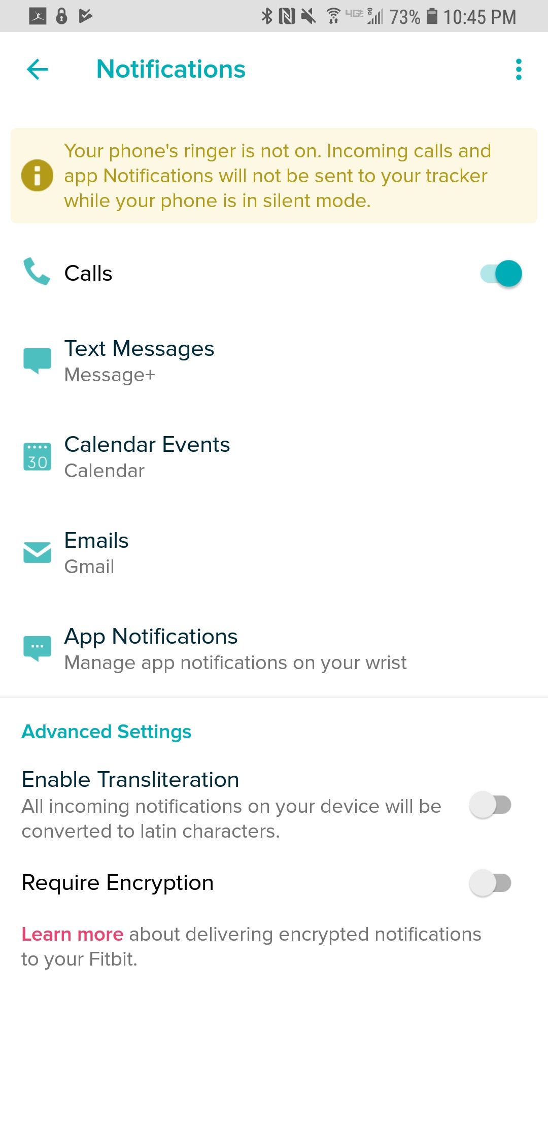 how to set fitbit to vibrate when phone rings