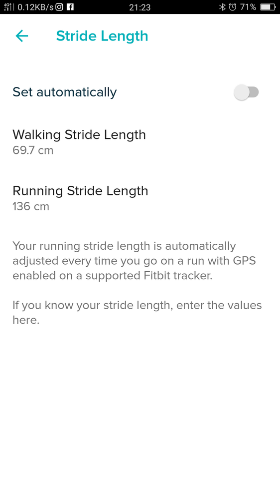 set stride length fitbit