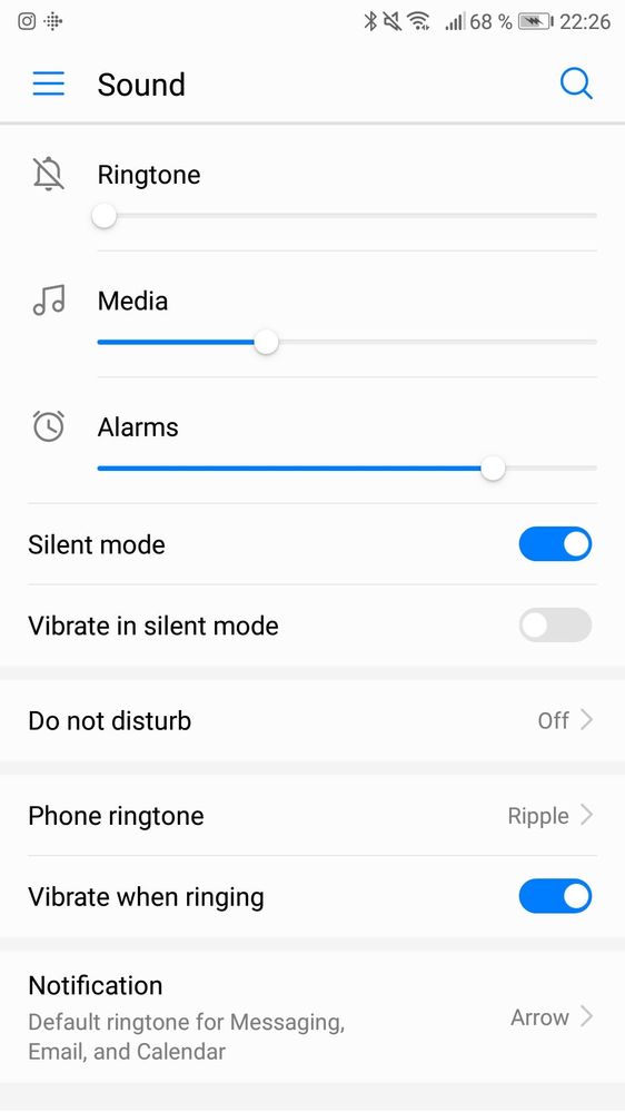 Sound settings - EMUI, Android Oreo 8.0