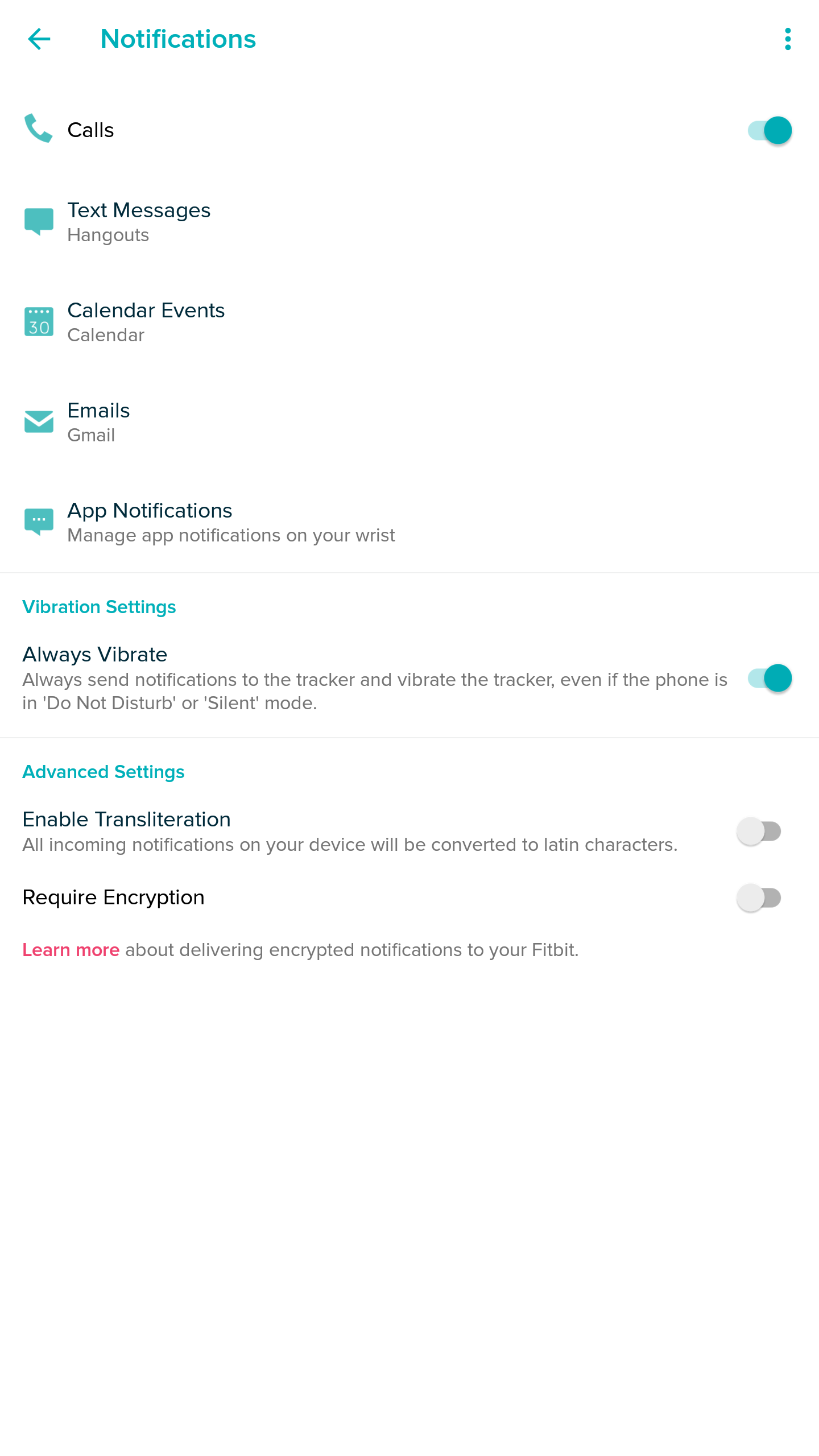 fitbit charge 3 vibration settings
