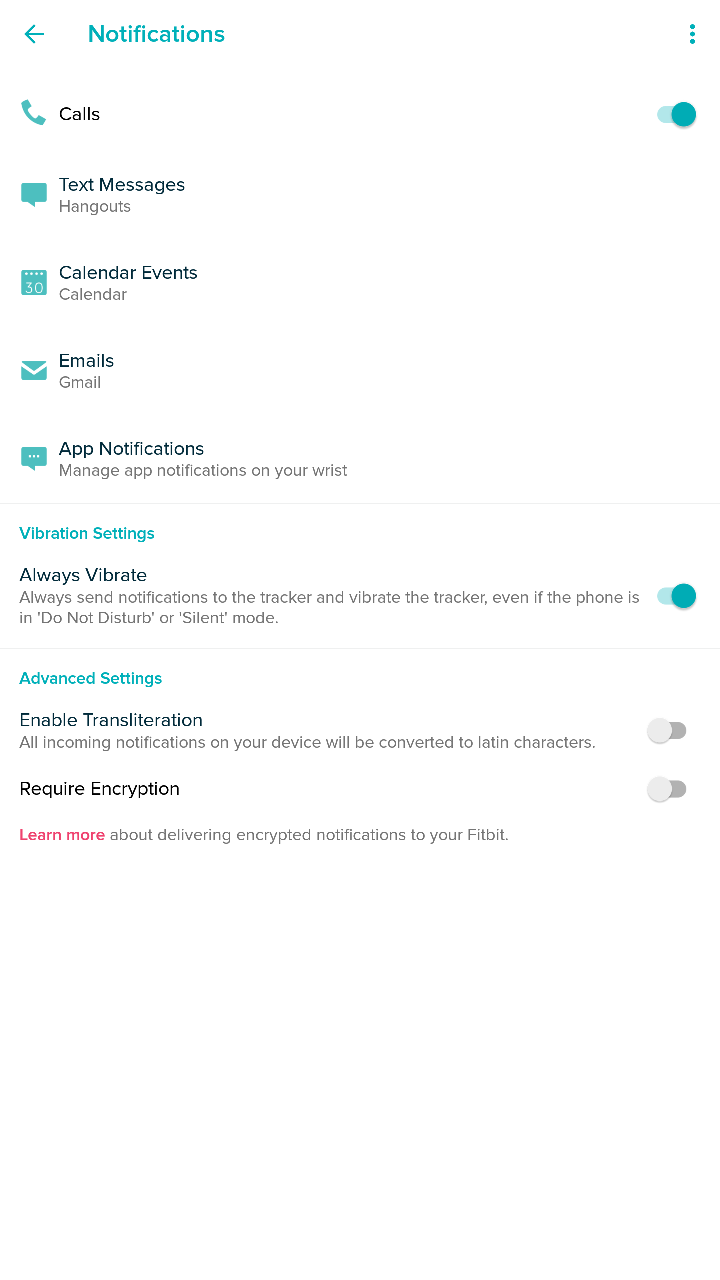 how to set fitbit to vibrate when phone rings