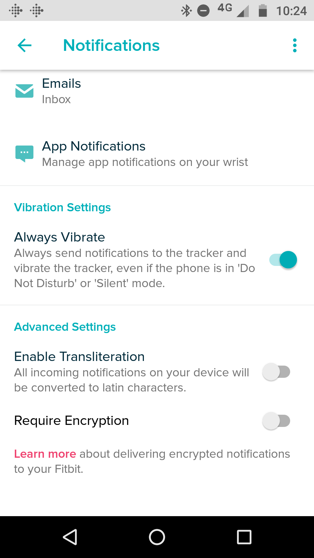 fitbit versa vibration settings