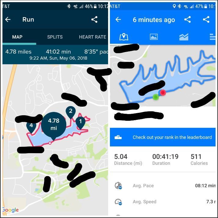 Fitbit app left, other app right