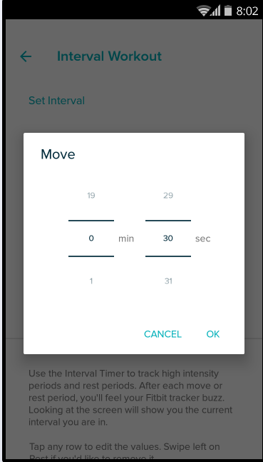fitbit blaze interval timer