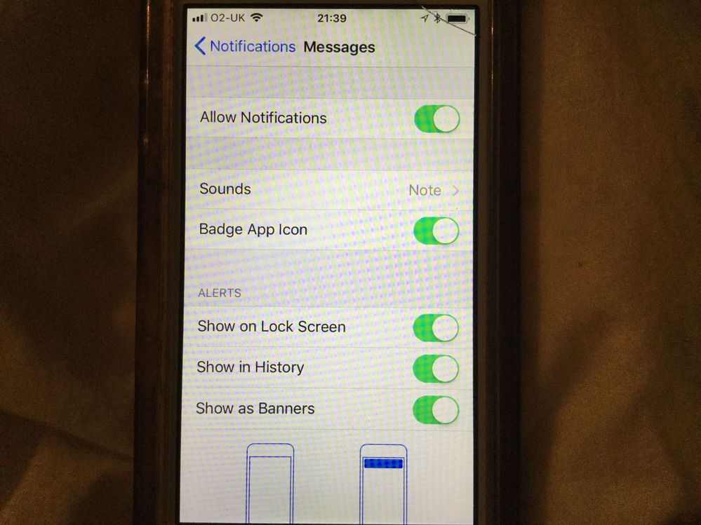 Make sure your show in history is on. I make sure all 3 are on (show on lock screen, show in history, show as banner) and finally make sure allow notifications is on