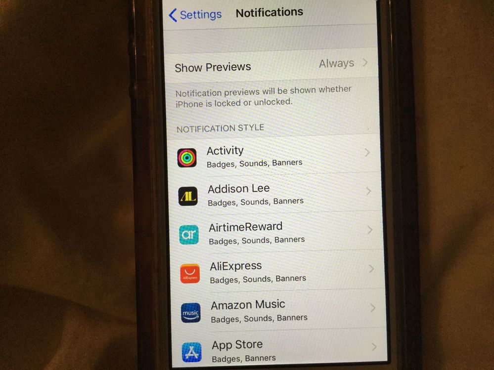 Select the app you want notifications from