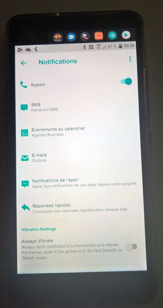 Choix des notifications