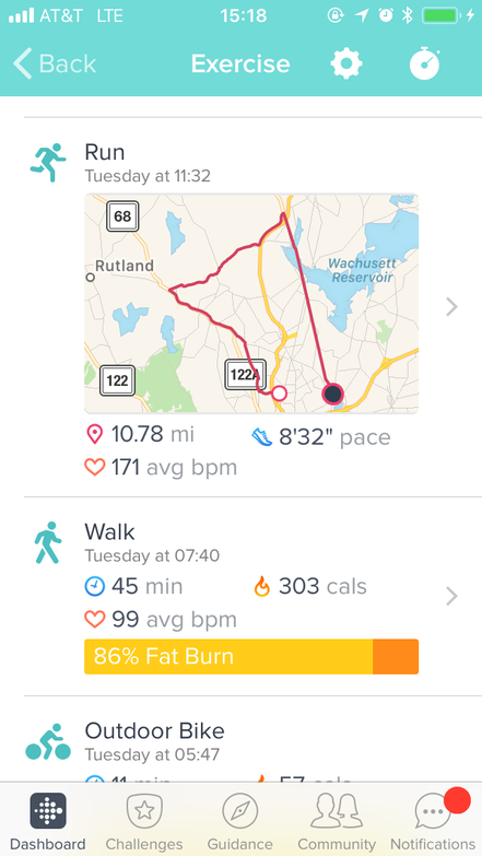 Map from marathon training run, recorded March 1, 2018