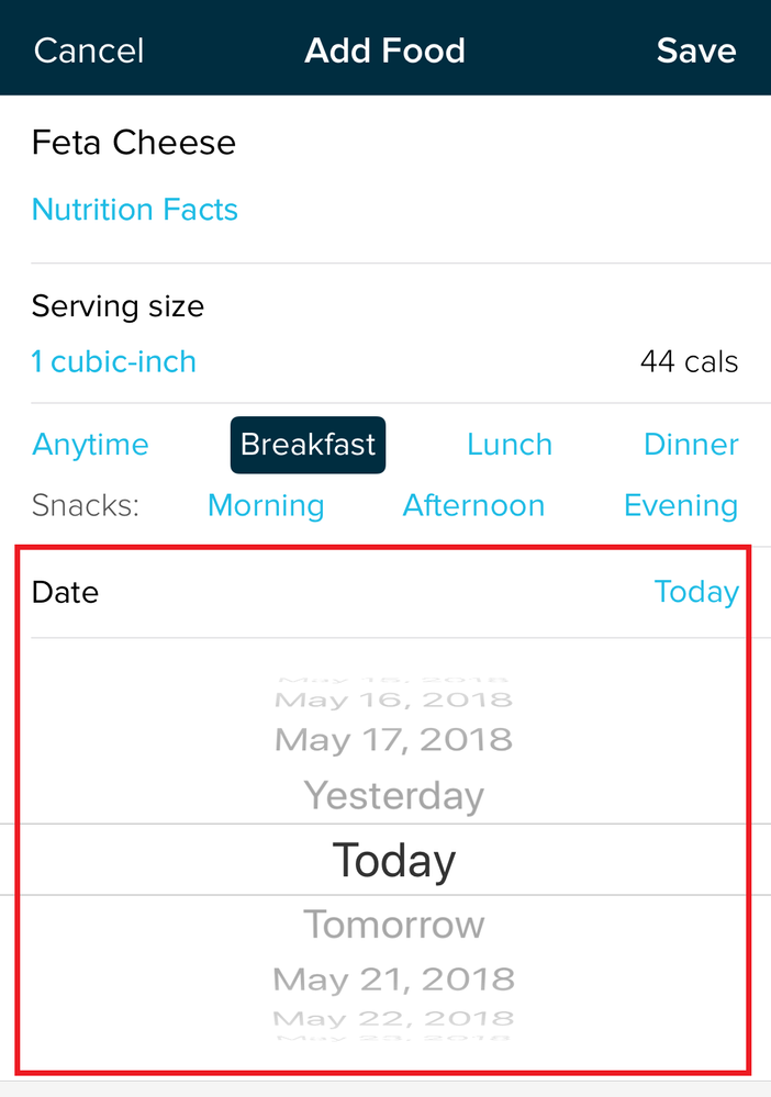 log food from previous days. - Fitbit 