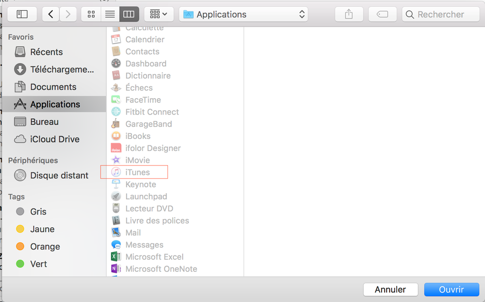 Importation depuis Itunes (application indisponible depuis l'application Fitbit Connect)