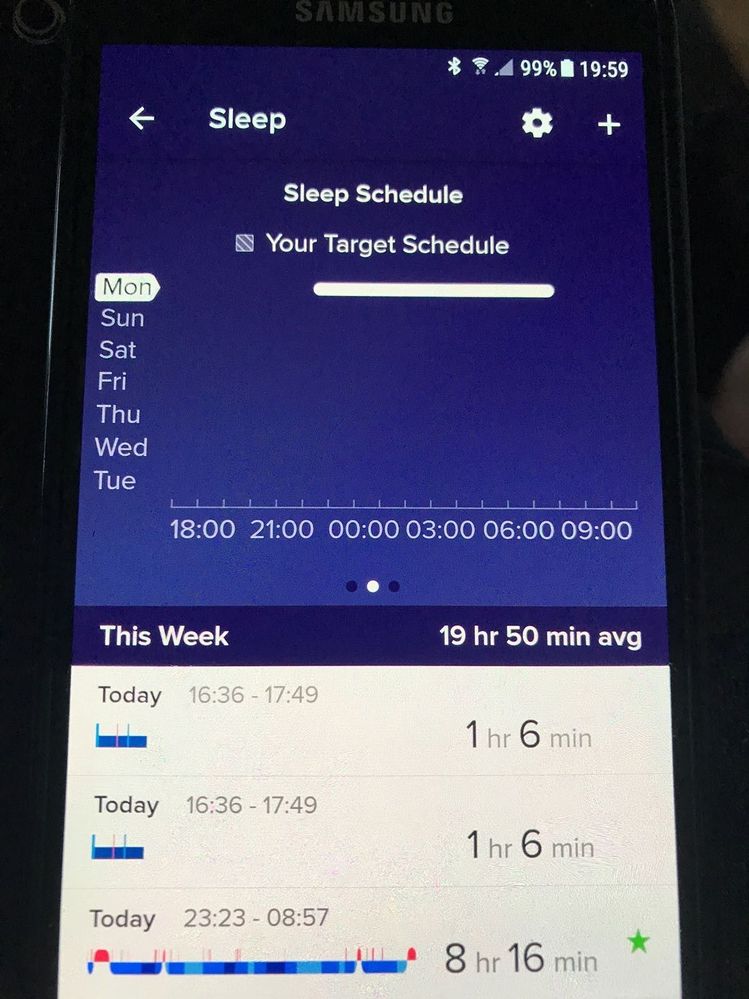 But next screen showing up as Monday??