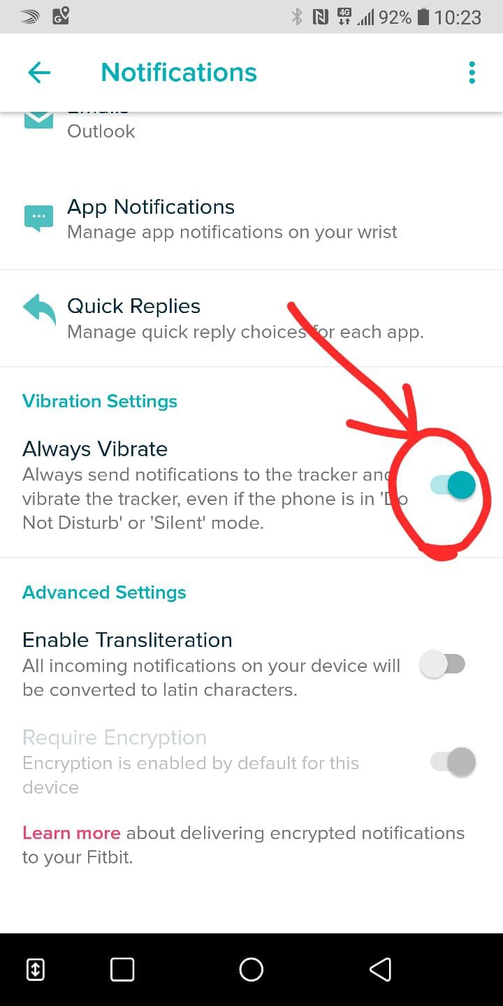 fitbit blaze vibration settings