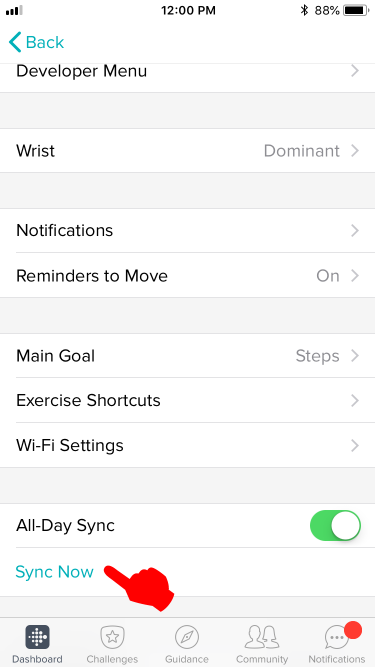 Manually sync fitbit hot sale