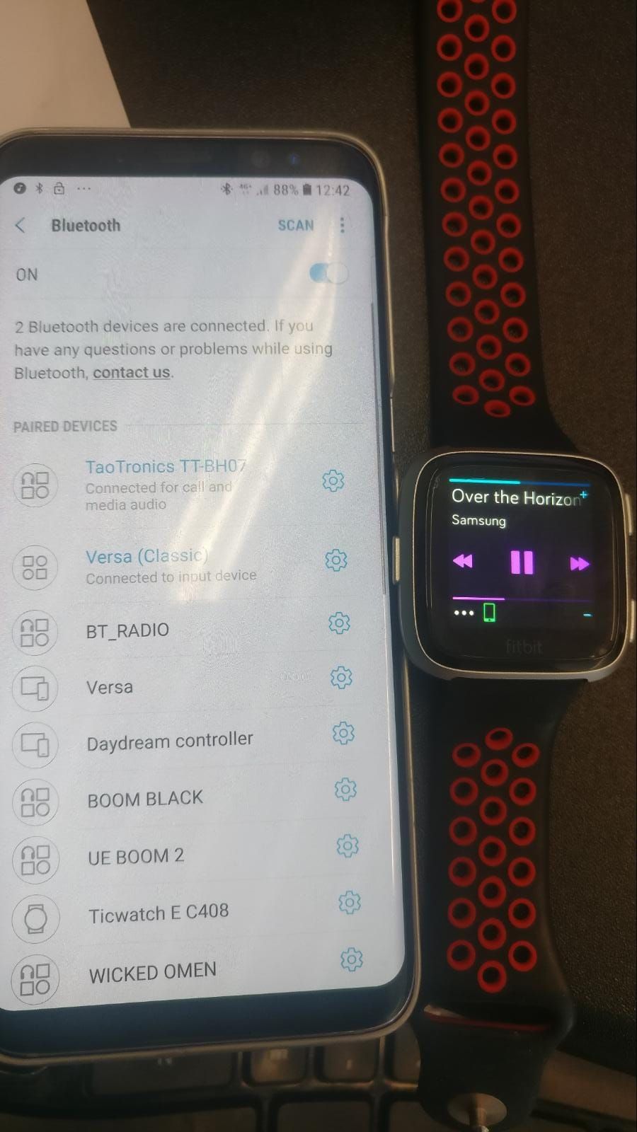 fitbit versa lite control music