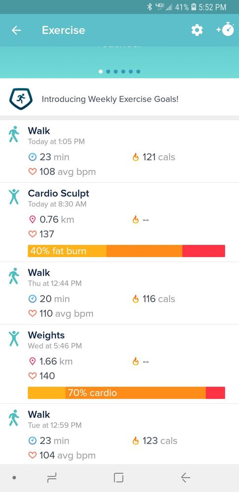 fitbit exercise calories