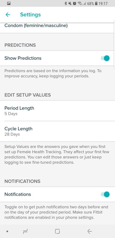 Predictions and notifications turned on