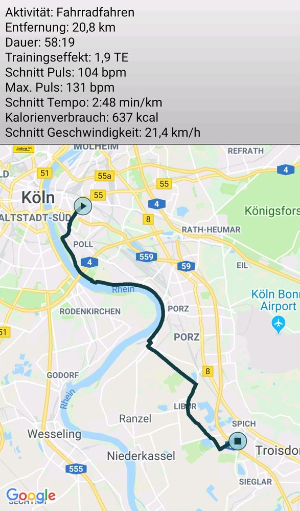 Fahrt zur Arbeit Aufzeichnung Smartphone