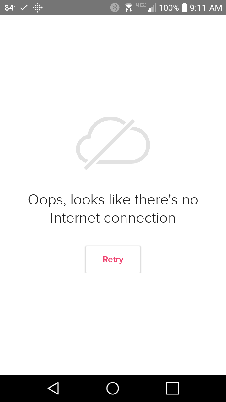 no internet connection message