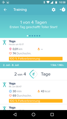 Yoga zählt ab und an Strecke