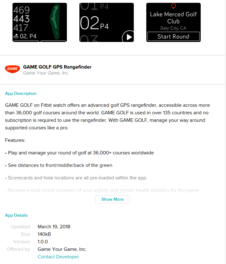 fitbit golf gps