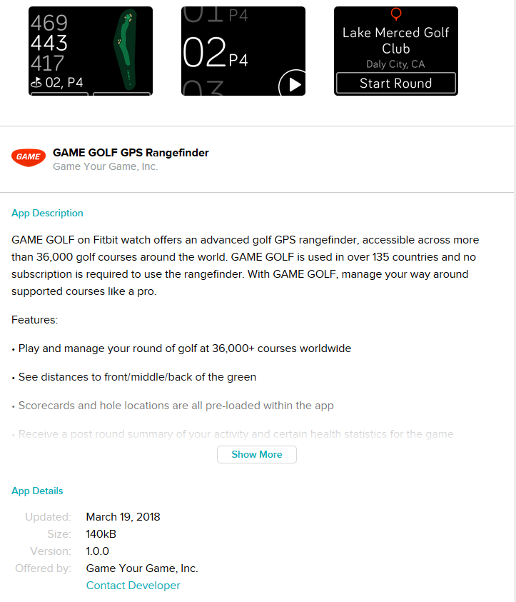 fitbit ionic golf app review