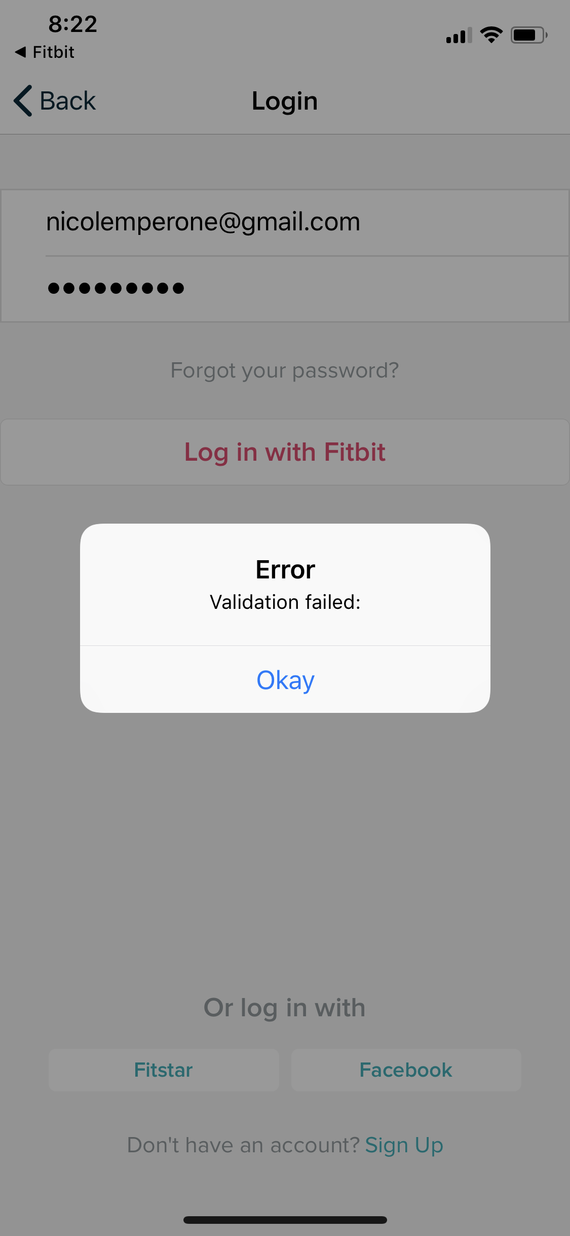 fitbit login issues
