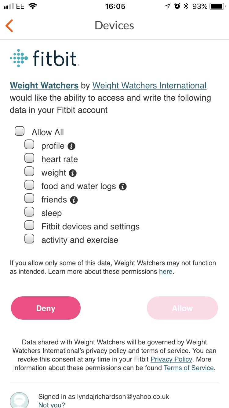 fitbit points on weight watchers