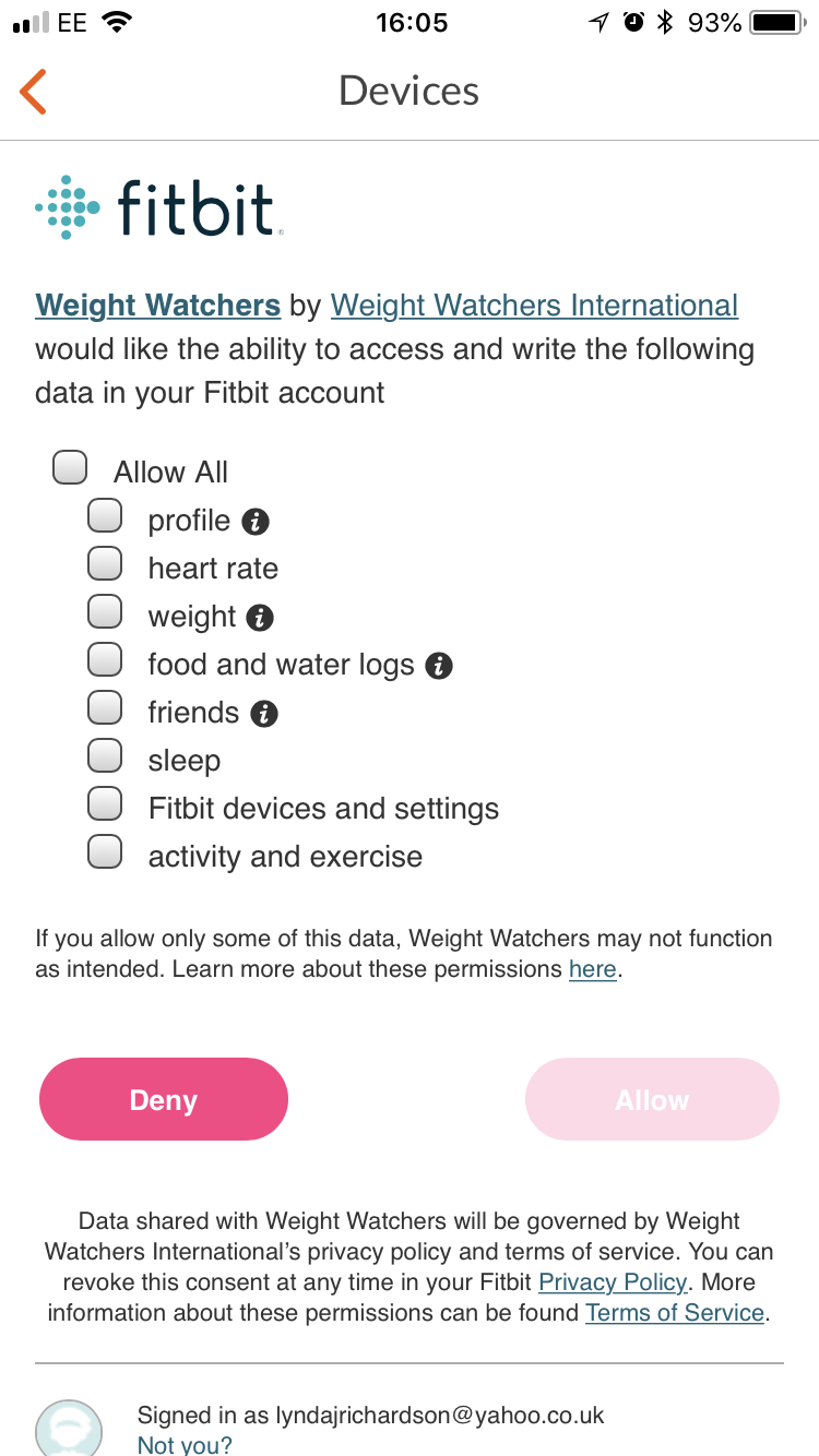 link fitbit to ww app