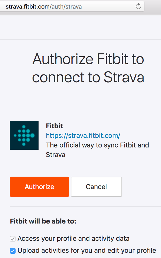 authorize Fitbit to upload activities to Strava