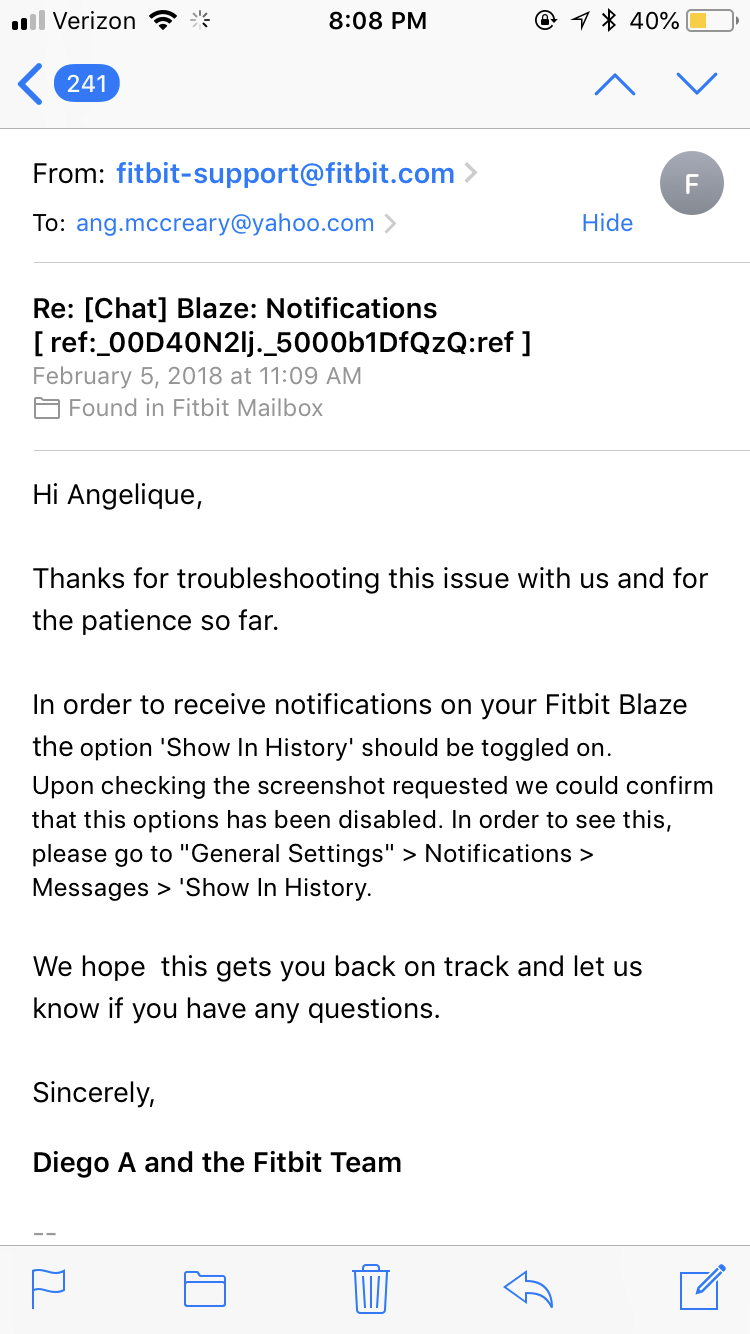 notifications not working on fitbit blaze