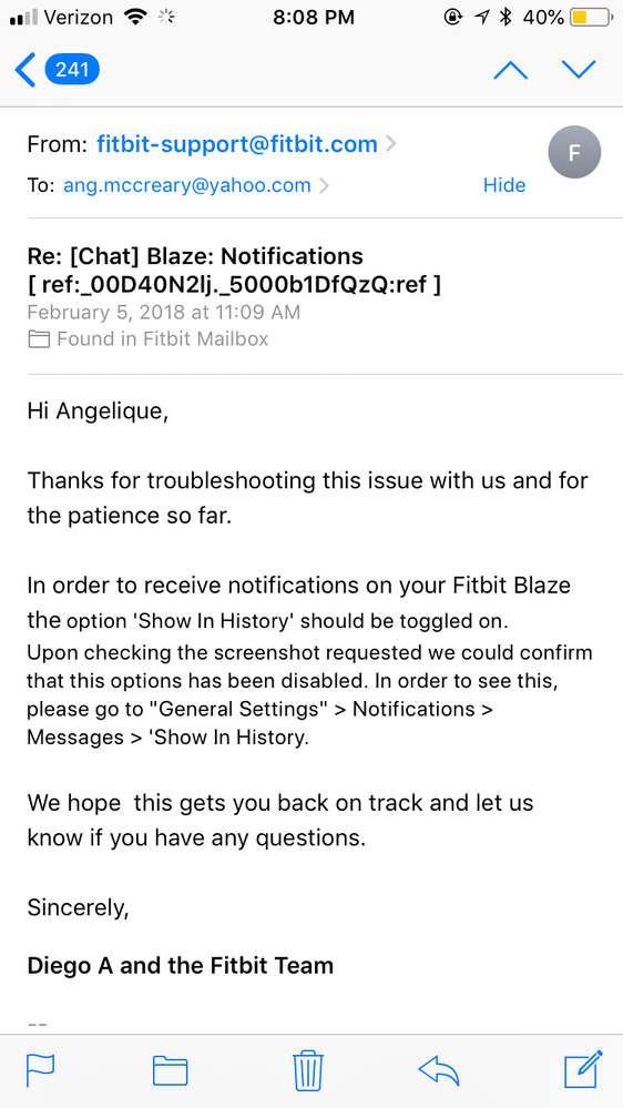 Fitbit best sale blaze notifications