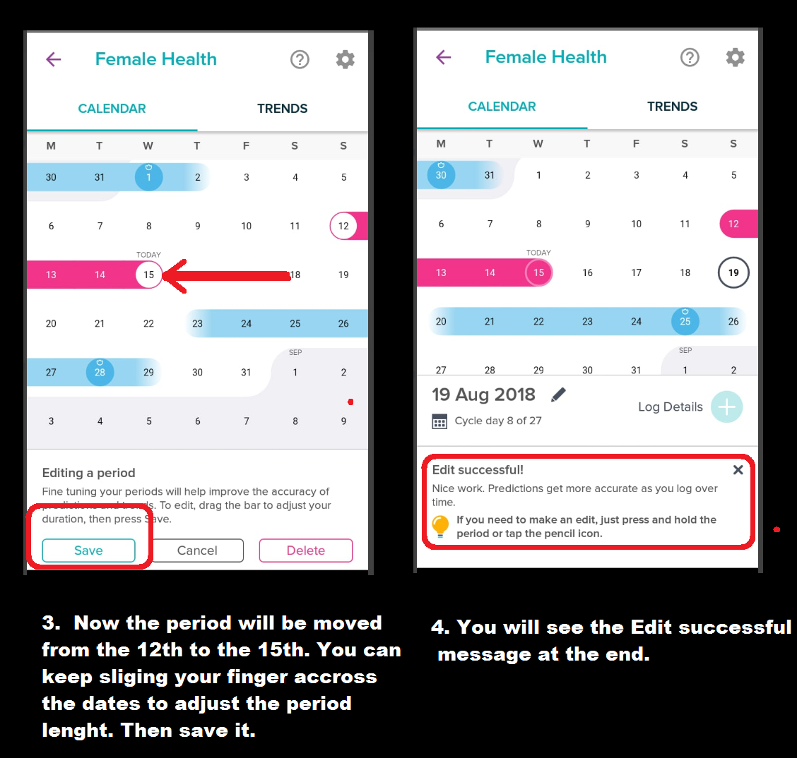 Bugs in Female Health tracker - Fitbit 