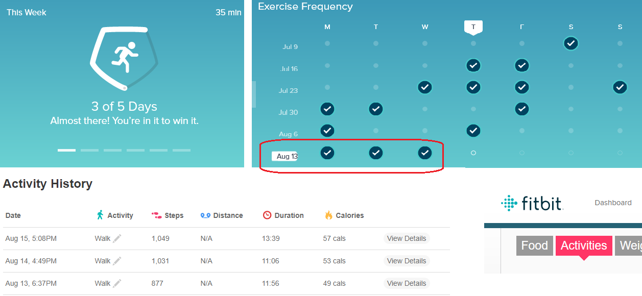 Weekly exercise goal icon inaccurate Fitbit Community