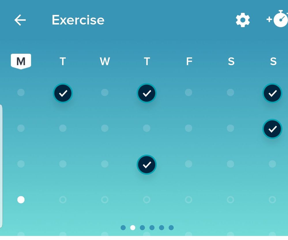 This is the days of the month with recorded exercises