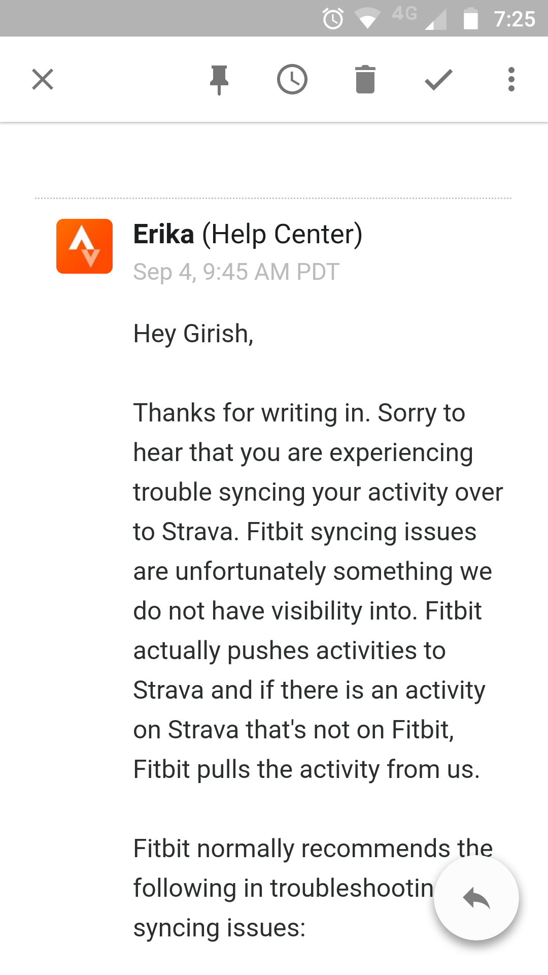 fitbit not uploading to strava
