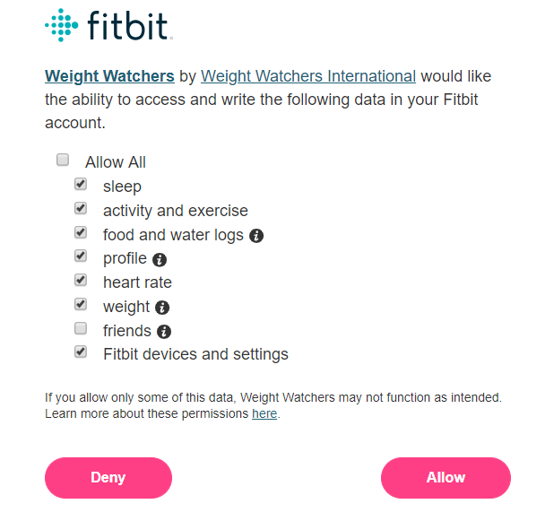 connecting fitbit to weight watchers app