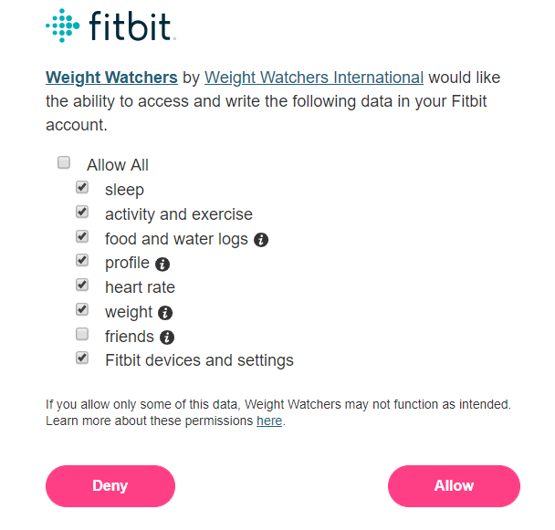 sync ww app with fitbit