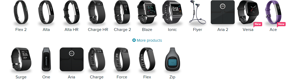 different fitbits models