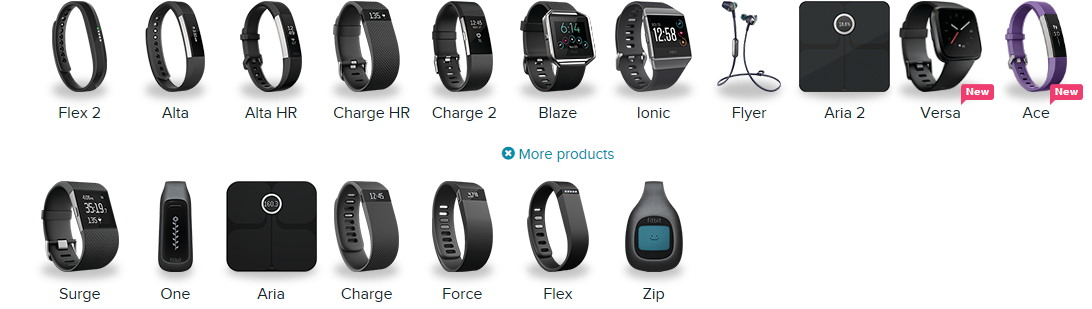 different kinds of fitbits