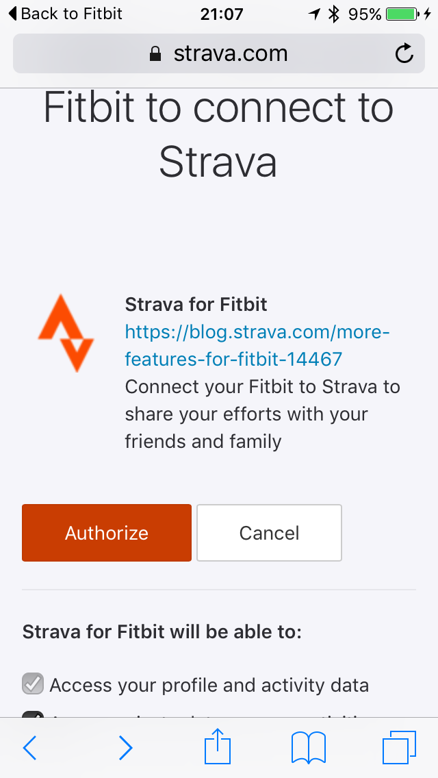 FitBit App to Strava Connectivity 