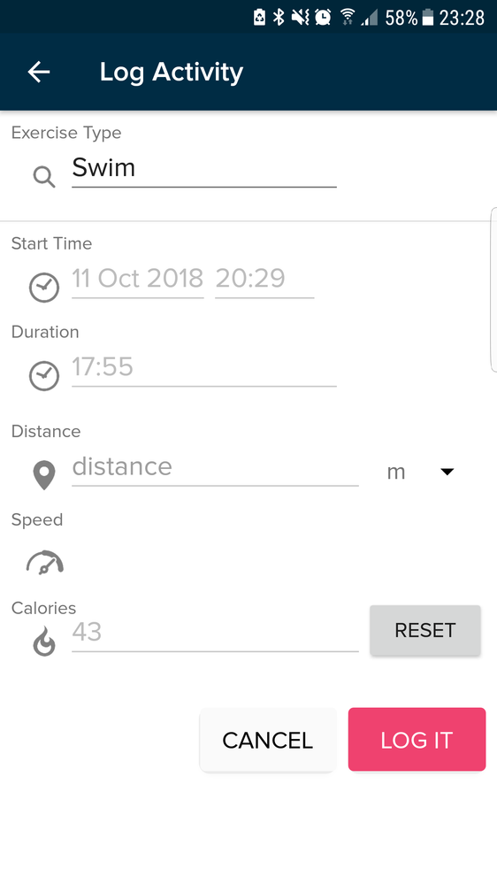 Screenshot showing that activity cannot be edited