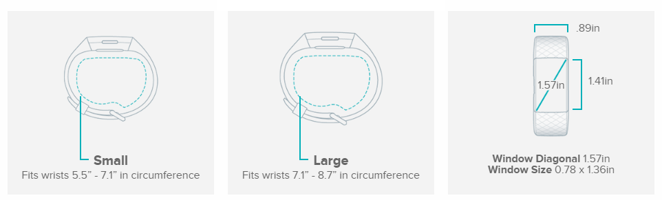 fitbit charge 3 sizes