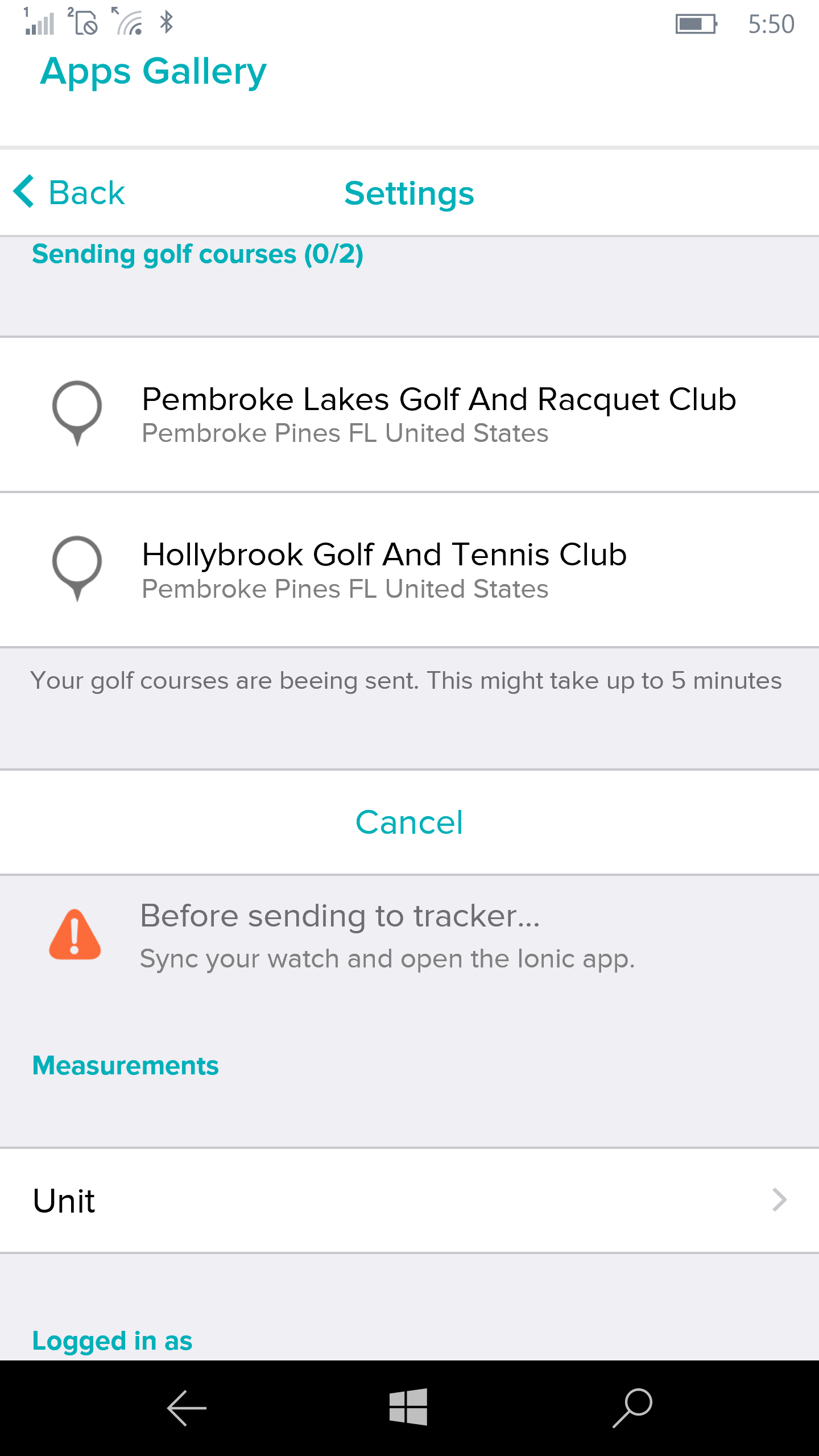 Game Golf cannot login or sync courses Fitbit Community