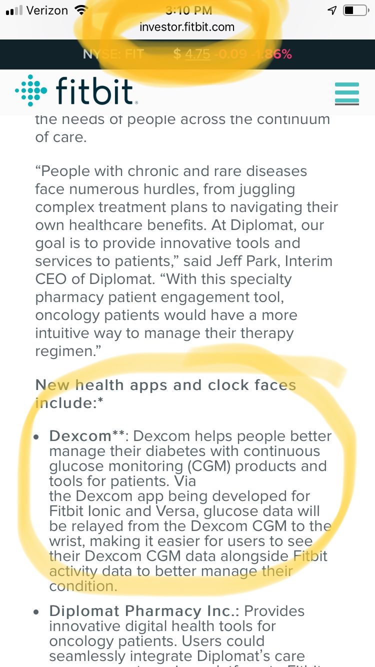 does dexcom work with fitbit