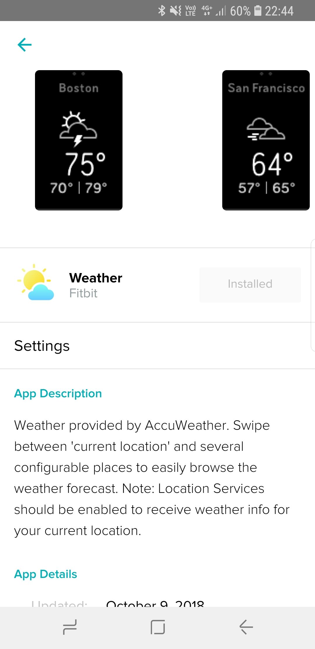 how to set up weather app on fitbit versa 2