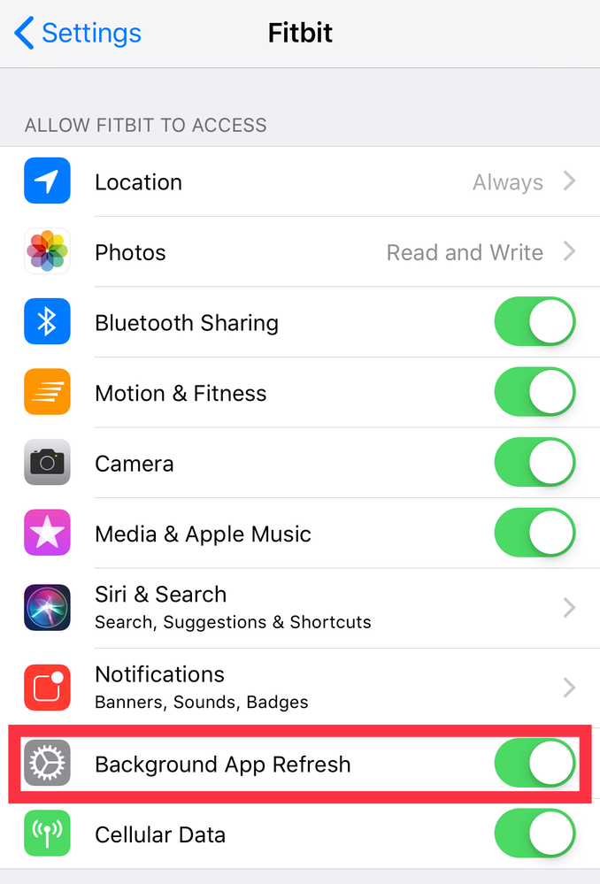 Solved: Unable to enable "Background app refresh" for ... - Fitbit Community